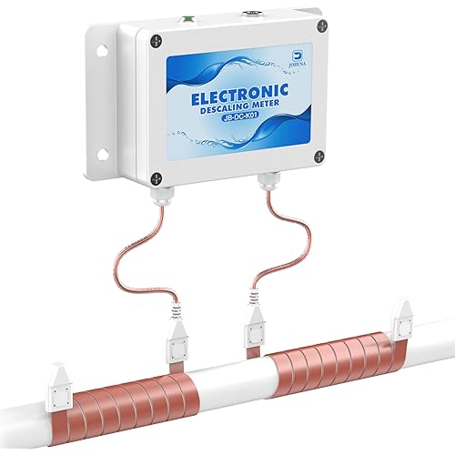 JOBYNA Electronic Water Descaler System, Alternative Chemical and Salt Free Water Softener Systems Whole House, Prevents Scale Build-up in Pipe, 3 Installation Methods, Works with All Pipes