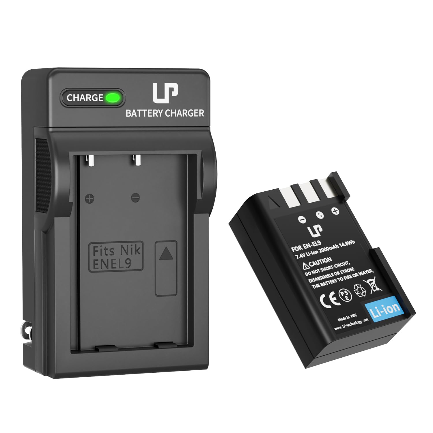 EN-EL9 EN EL9a Battery Charger Pack, LP Charger Pack Compatible with Nikon D40, D40X, D60, D3000, D5000 Cameras, Replacement for Nikon EN EL9, EN-EL9a & MH-23