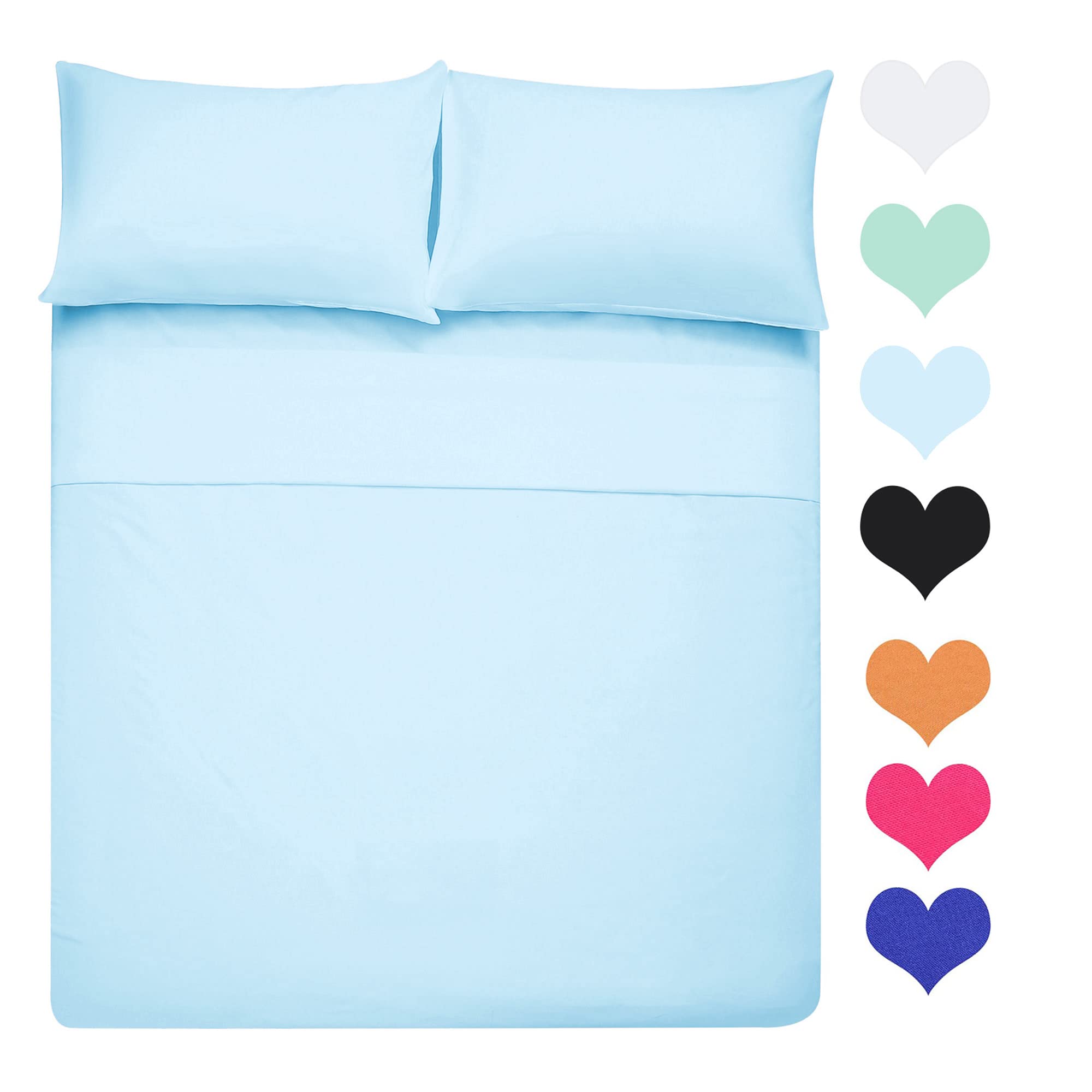 Parure de lit 4 pièces en coton bleu ciel pour créer un cocon de fraîcheur en été