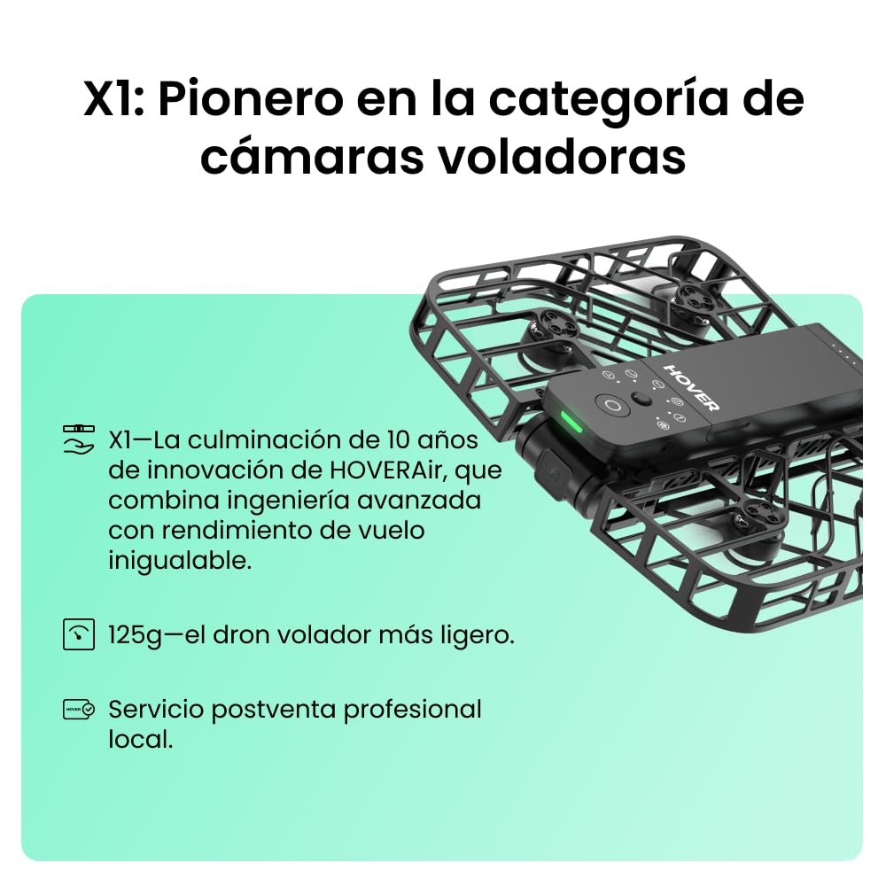 HOVERAir X1 Dron con Cámara, Drone de Bolsillo con Video HDR, Despegue de la Palma, Rutas de Vuelo Inteligentes, Modo Sígueme, Mini Dron con Control Manos Libres, Negro (Combo)