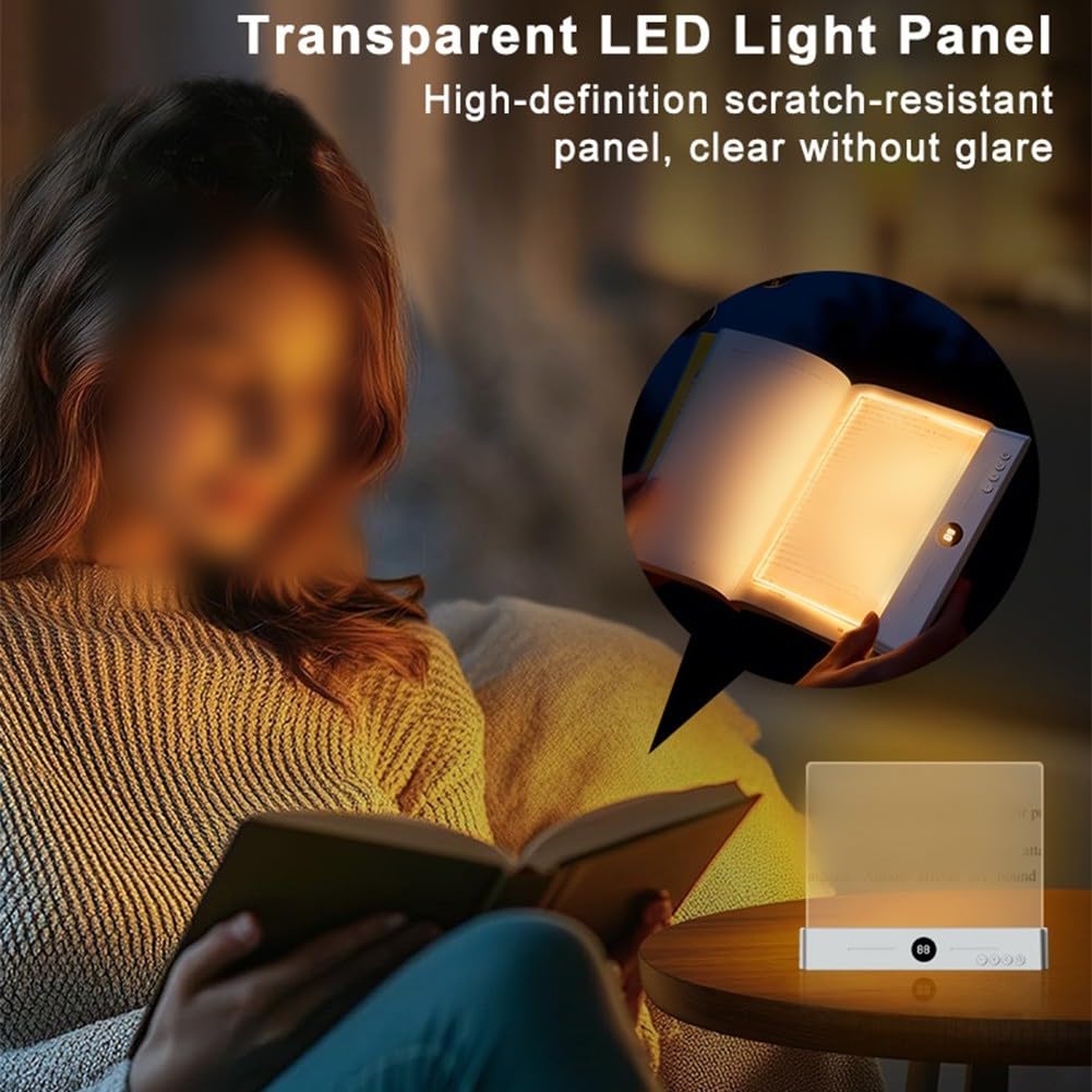 Luz LED de panel plano con batería recargable, 3 temperaturas de luz y función de temporizador para una lectura cómoda (negro)