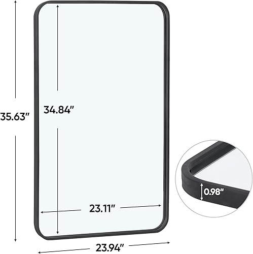 Miniatura 3 de ZenStyle Paquete de 2 espejos de pared rectangulares con marco de metal negro de 24 x 36 pulgadas espejo de baño con borde pico para entradas salas