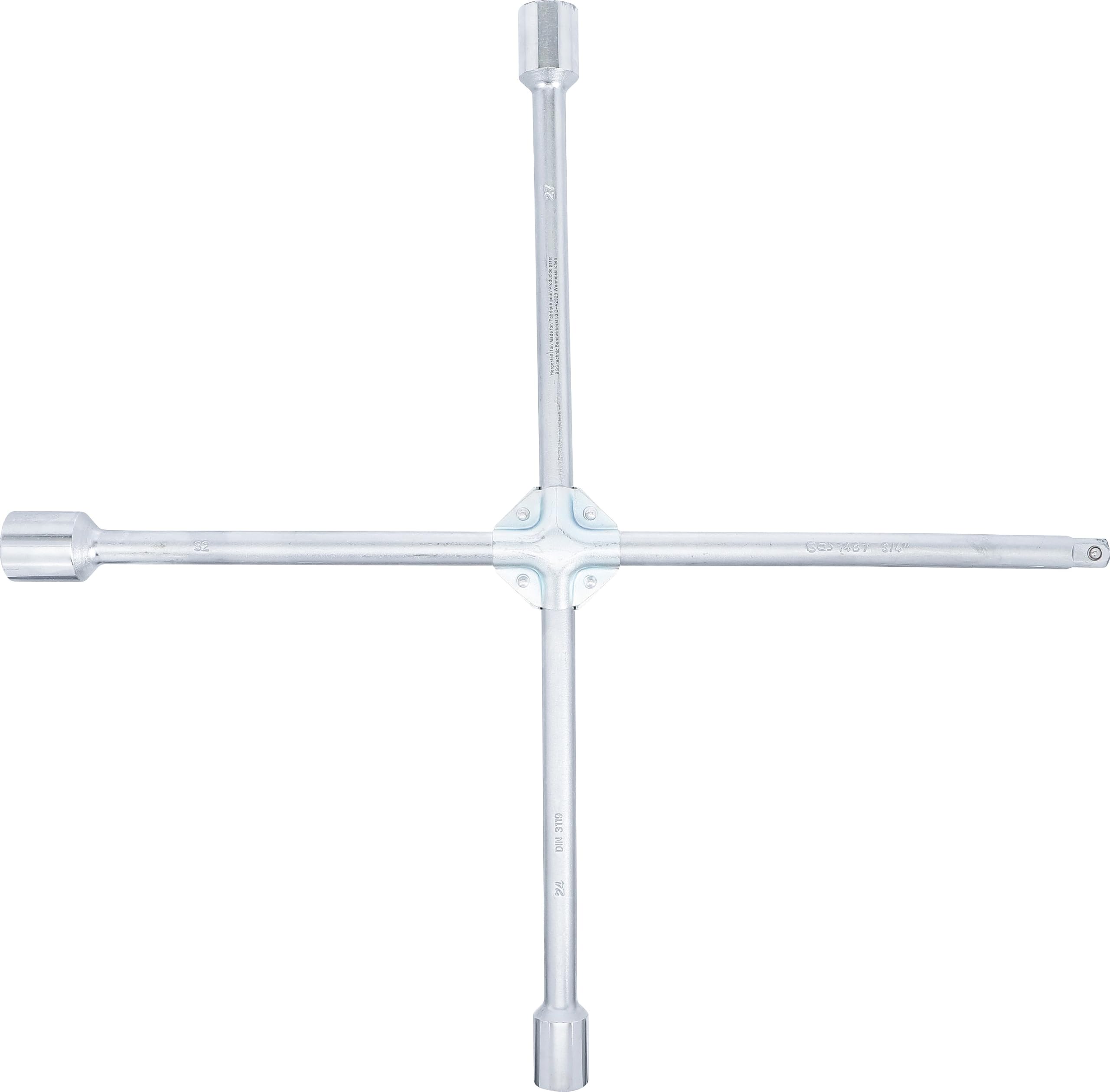 BGS 1457 | Chiave croce x dadi ruote camion | quadrato | 24 x 27 x 32 x 20 mm (3/4")