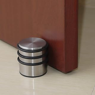 KINJOEK 2 Packs Door Stopper, Heavy Duty Stainless Steel Door Stop No Need to Drill, Surrounded with Protective Rubber Bands Anti-Slip Door Wedge for Office, Home, Garage, Laundry Door
