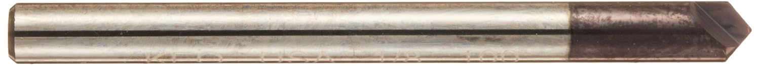 KEO 55730 Solid Carbide Single-End Countersink, TiALN Coated, Single Flute, 100 Degree Point Angle, Round Shank, 1/8" Shank Diameter, 1/8" Body Diameter