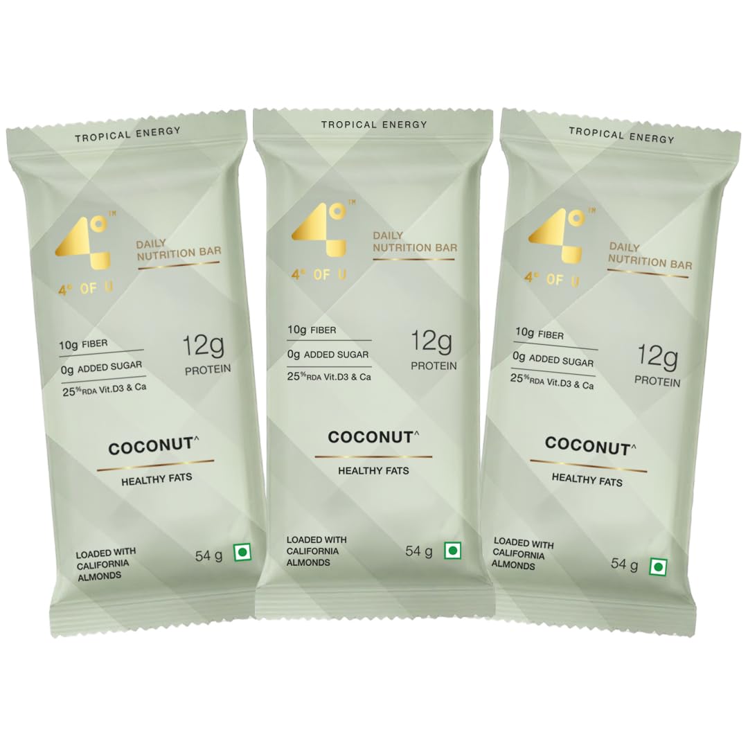 4 Degrees of U Women’s Wellness Protein Bar, Coconut | 12g Protein with No Added Sugar | 10g High Fibre, Calcium & Vitamin D3 | Pack of 1 (54g) — Amazon image 23