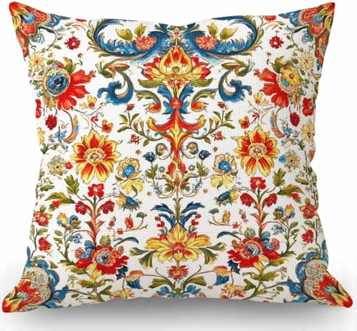 Decorative Abstract Colorful Throw Pillow Cover,Geometric Floral Pattern Pillow Case,