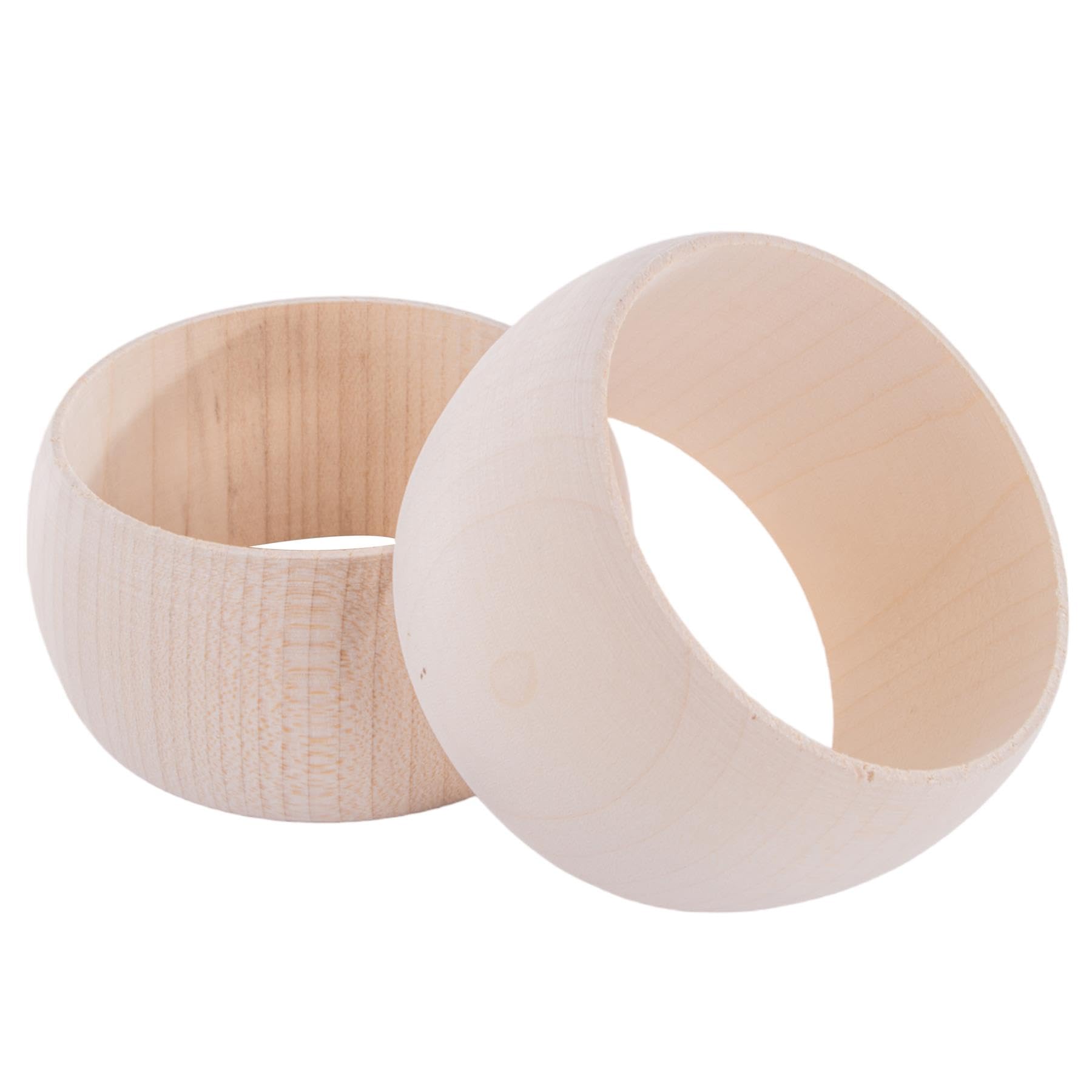 Woodeedoo Round Plain 40 Mm Wooden Bracelets Bangles | Set Of 2 | Unfinished Unpainted Natural Wood Craft Project Diy Decoupage Shape Décor Jewellery Making
