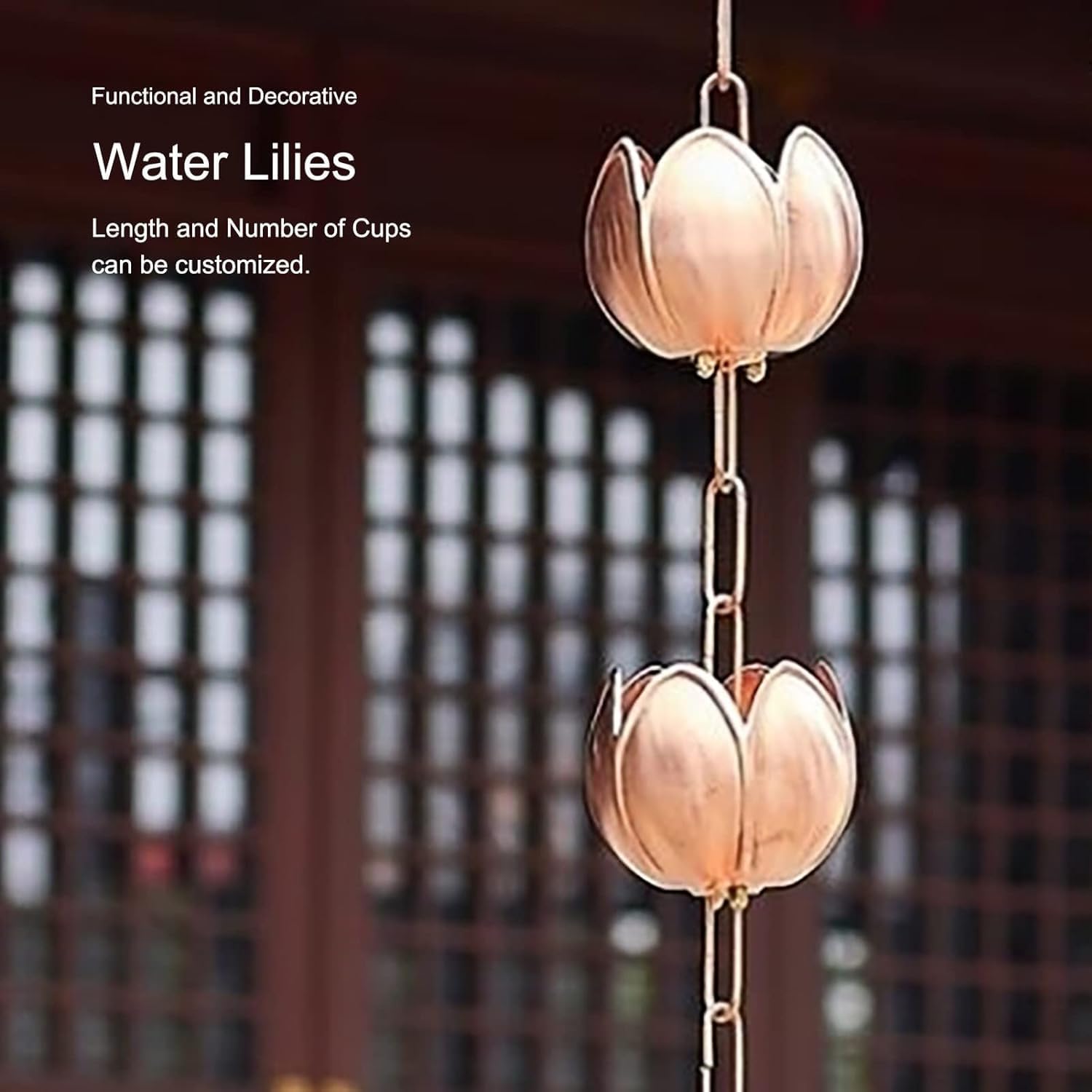 Rain Chains Copper Rain Chains for Garden Decoration, Temple Villa Courtyard Rain Gutter Drain Chain(300cm (10ft))