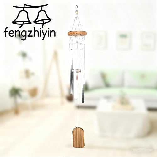 Miniatura 2 de Campanillas de viento de 47.24 pulgadas, coloridas, para el jardín, al aire libre, grandes, color plateado