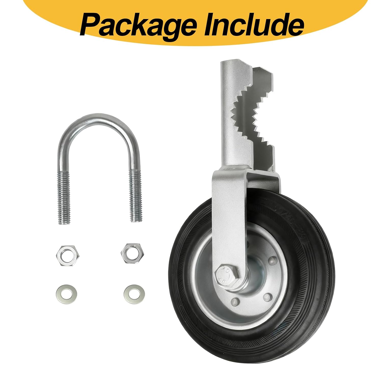 2-Pack Heavy Duty Gate Helper Caster, 6-1/4 Inch Support Wheel for 1-5/8" to 2" Metal Frame Swing Gates, Prevents Dragging on Chain Link Fence & Farm Gates, Stem Mount Easy Installation Kit