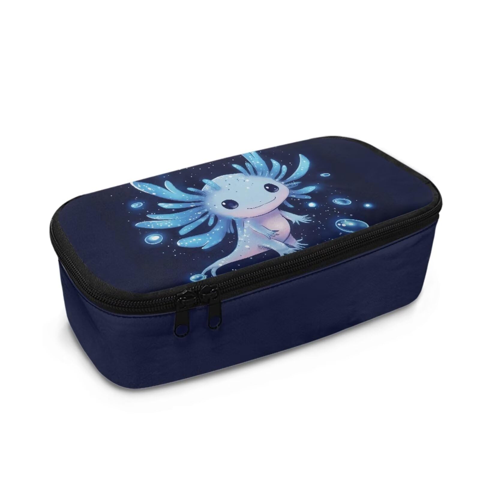 Dngkaoje Blue Axolotl Pencil Case for Little Girls School Pen Bags Large Capacity Pencil Boxes Kawaii Axolotl Pencil Container Kindergarten Elementary School Pen Case Children Stationery Bags — image 1