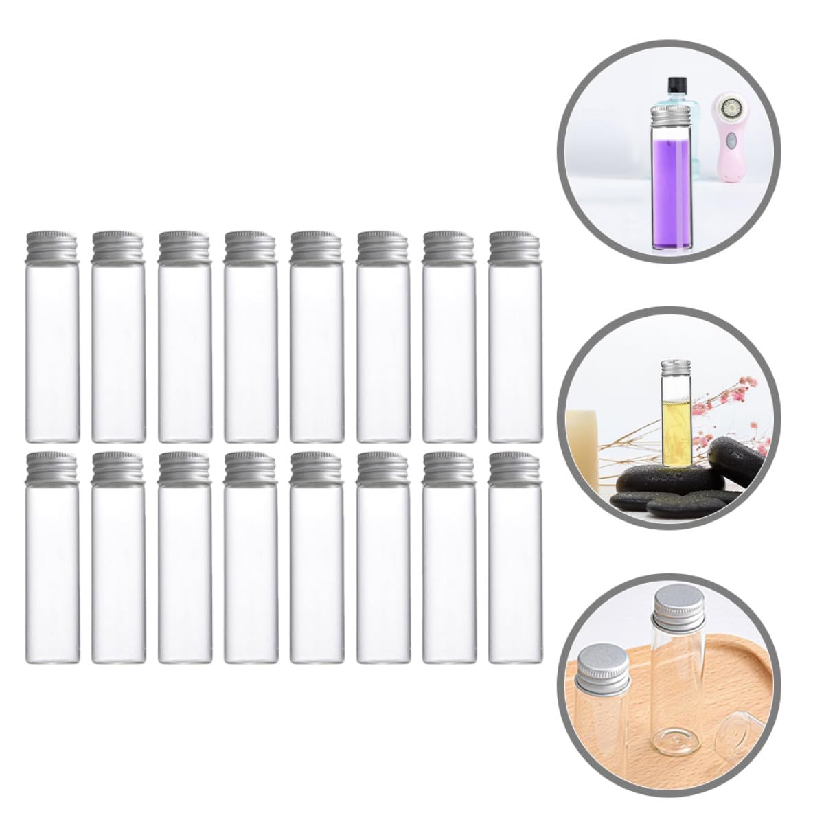 jojofuny Glasfläschchen Kleine Transparente Fläschchen 30 Stück 50 Ml mit Schraubverschluss Vielseitig Einsetzbar mit Exzellenter Abdichtung für Ätherische Öle für Hochzeitsgeschenke