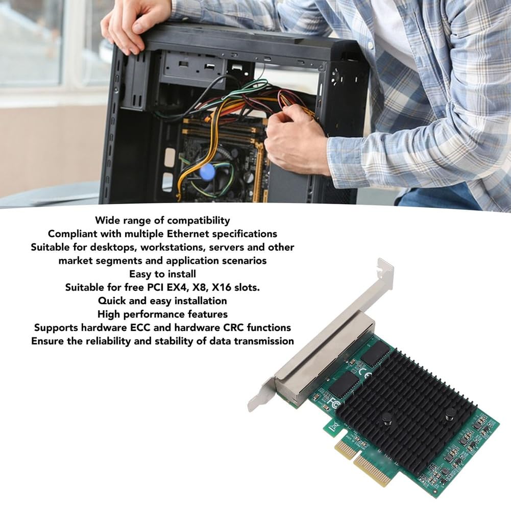 Loufy Scheda di Rete PCIe 2,5G A 4 Porte Adattatore Ethernet da 2,5 Gigabit RTL8125BG Adattatore LAN Ethernet PCI Express per PC Desktop Durevole