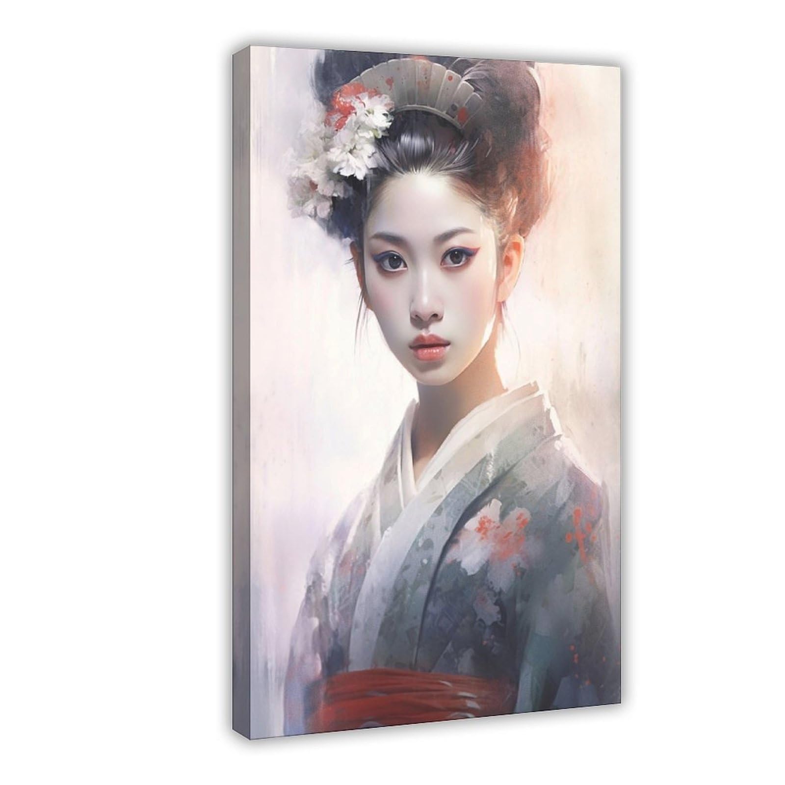QNVJQKDSI Japanese Geisha Art (7) Canvas Poster Bedroom Decor Landscape Office Room Decor Gift 12" L X 18" W