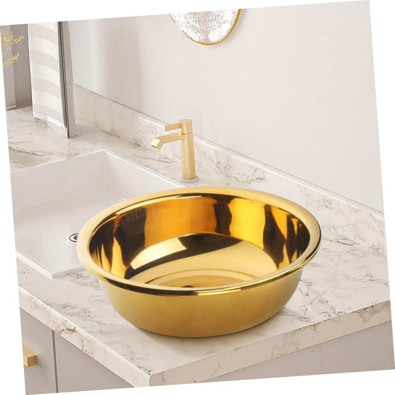 HEALLILY Large Stainless Steel Mixing Bowl Multi-functional Kitchen Wash Basin for Fruits Vegetables and Salads Heavy-duty Design for Easy Cleaning and Versatile Use