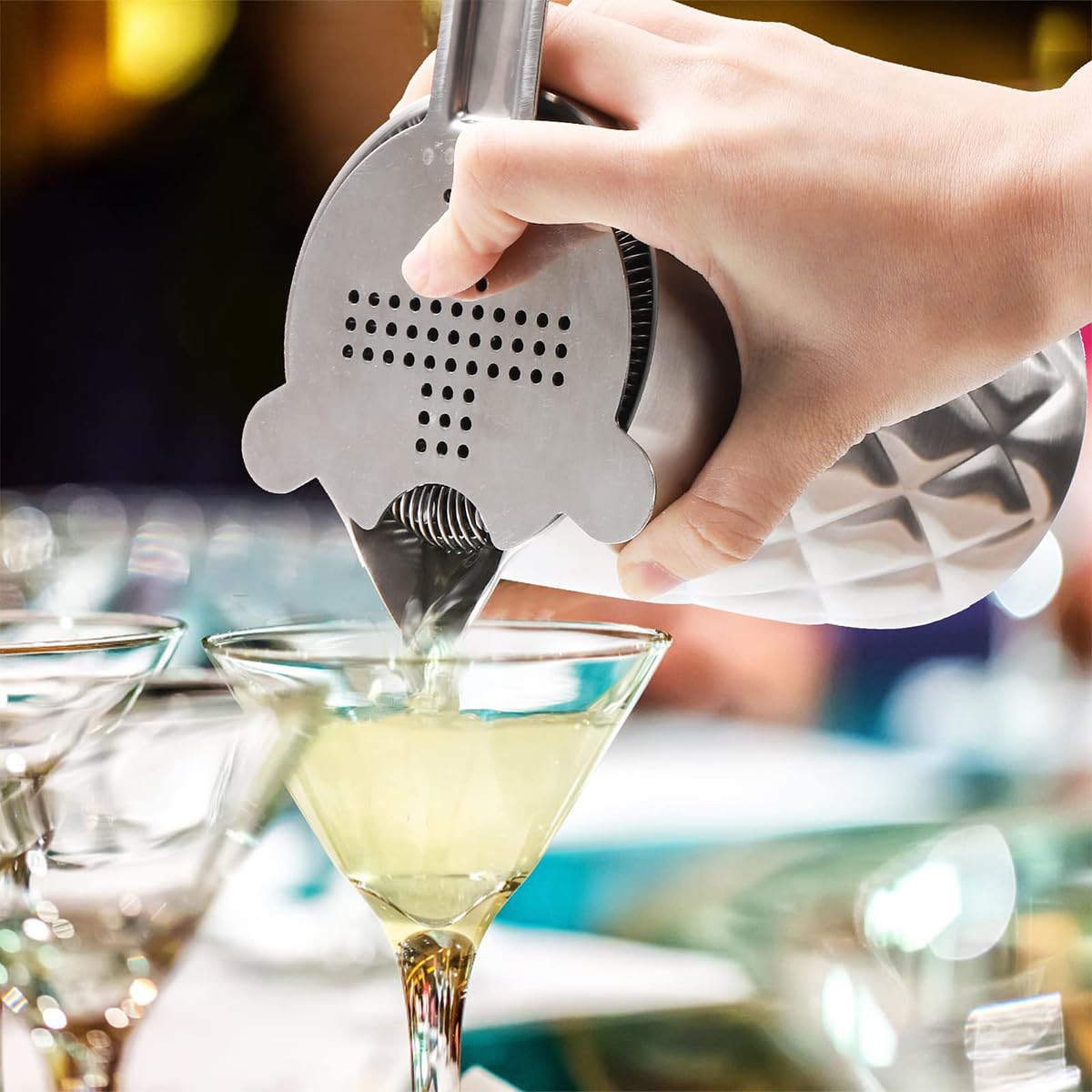 Bicchiere per mescolare Cocktail da 540 ml, in Acciaio Inox 304, per mescolare Martini, Shaker in Vetro Senza Cuciture con Fondo appesantito, Bicchiere per mescolare per baristi