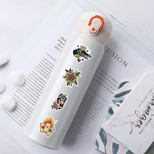 Miniatura 4 de Paquete de 57 calcomanías de tatuaje de graffiti vintage para adultos, hombres y adolescentes, calcomanías de vinilo impermeables de calavera de