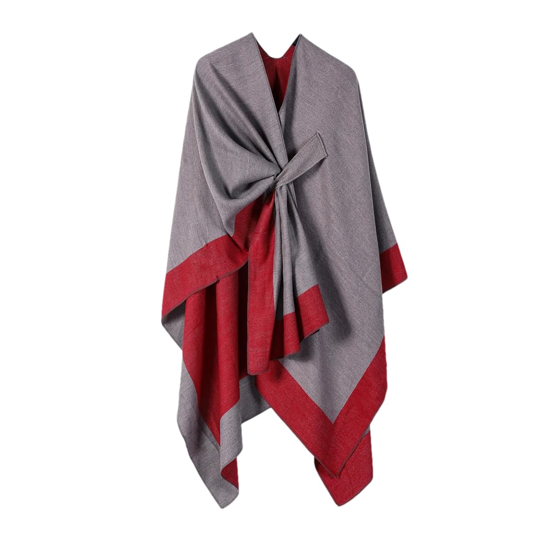 Disimlarl Mantello da donna lavorato a maglia cardigan scialle mantelle irregolari poncho mantelle caffè patchwork mantello