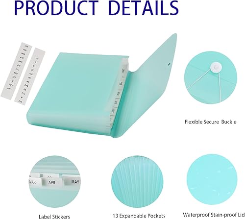 Miniatura 2 de Paquete de 2 carpetas de archivos expansibles, organizador de archivos de acordeón de 13 bolsillos, organizador de documentos de papel tamaño carta