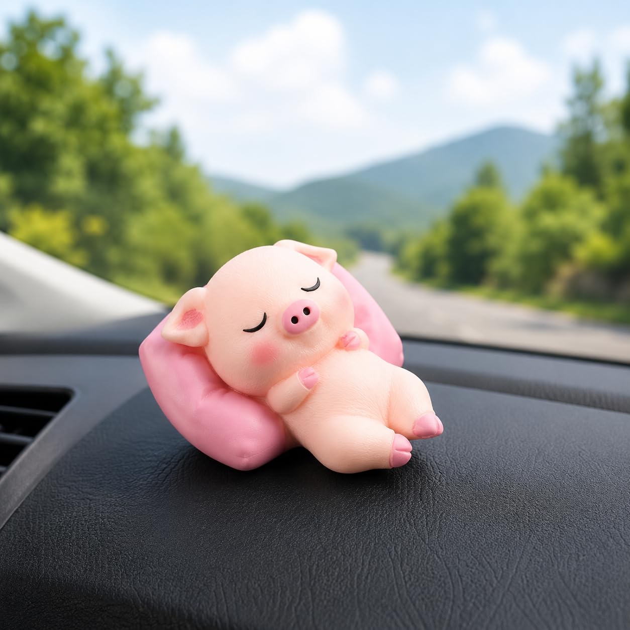 Cute Sleeping Pig Car Dashboard Decoration – Mini Kawaii Pig Showpiece for Car Interior, Office Desk & Room Decor, Resin Dashboard Accessory-image-47