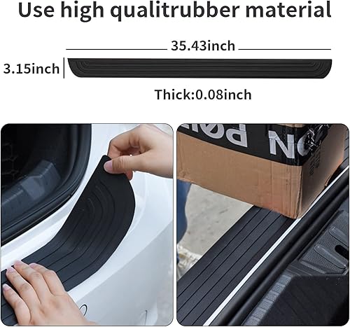 Miniatura 4 de Protector de parachoques trasero universal de 35.4 pulgadas, de goma negra, resistente a los arañazos, para puerta del maletero, accesorio para