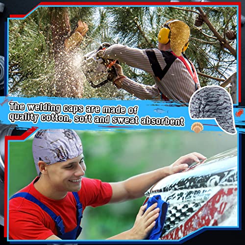 Image of Hercicy 4 Pcs Welding Cap Flame Resistant Cotton Welding Hat for Men Women's Welders Caps Fit Most Helmet Sweat Absorption Mesh Hat for Welder Electrician Gas Station (Fresh)