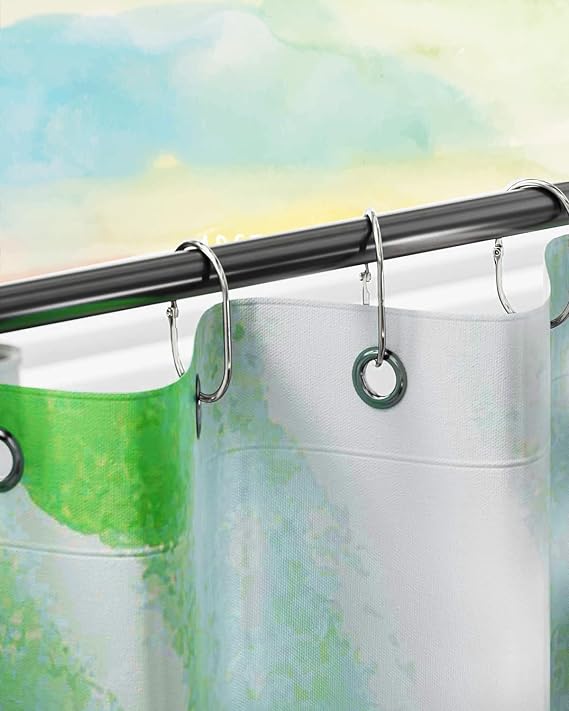 12 Pack Silver Shower Curtain Hooks,Gold Shower Curtain Rings,Brushed Nickel Shower Curtain Hooks Rust Proof, Metal Rust Proof Anti-Drop Smooth Shower Hooks for Shower Curtain