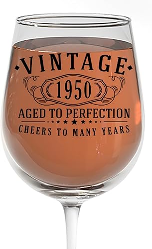 Miniatura 325 de Spotted Dog Company Copa de vino con tallo de 16 onzas con estampado vintage de 1973 – Regalos de cumpleaños 52 para mujeres – Saludos a los 52 años