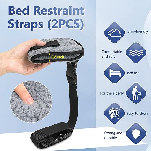 Miniatura 3 de Zelen Soportes para extremidades de cama médica, sujeción médica para pacientes, muñeca y tobillo, correas de muñeca para pies de hospital (2 piezas)