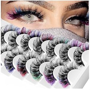 7 Pairs Colored False Eyelashes, 3D...