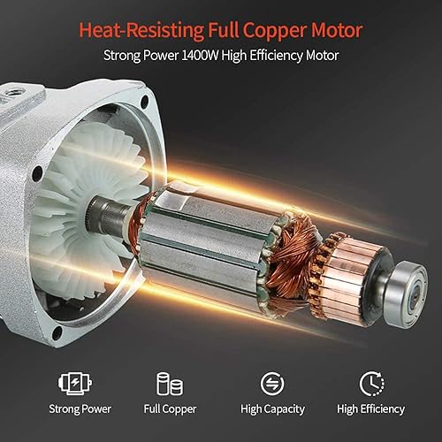 Miniatura 4 de Pulidora de búfer para automóvil, 7 pulgadas, 1400 W, kit de pulidores y pulidores rotativos de 8 velocidades variables con tapa de almohadilla de