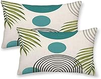 Vista 17 de Juego de 2 fundas de almohada bohemias de 20 x 20 pulgadas, con hojas bohemias abstractas de mediados de siglo, decorativas, para exteriores, fundas