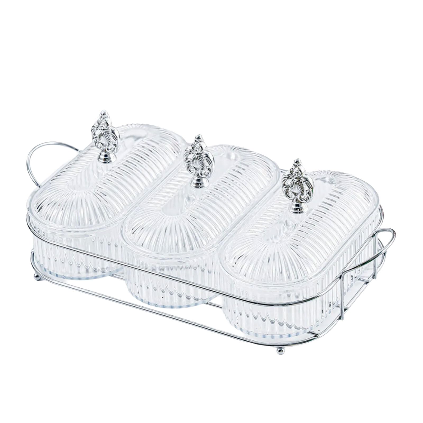 Carotoe Clear Space Saving Snacks Box With Visible Lid And Partitioned Sections For Dormitory Kitchen Essential Divided Snacks Tray For Small Spaces