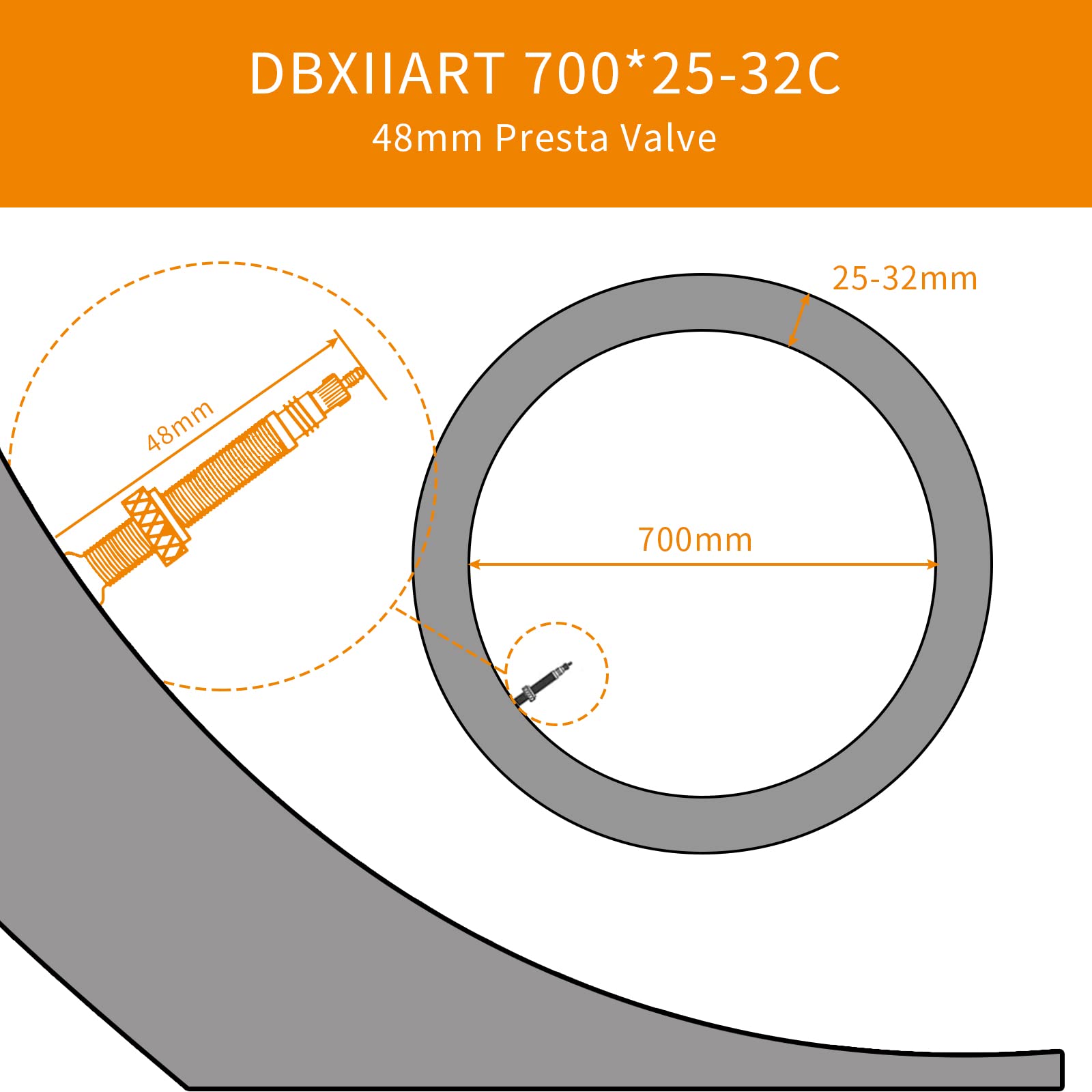 Bike Tubes,28 700x28/32C 700X28C 700X32C 48mm Presta Valve 622 700 28C 32C Inner Tubes (4 Packs)