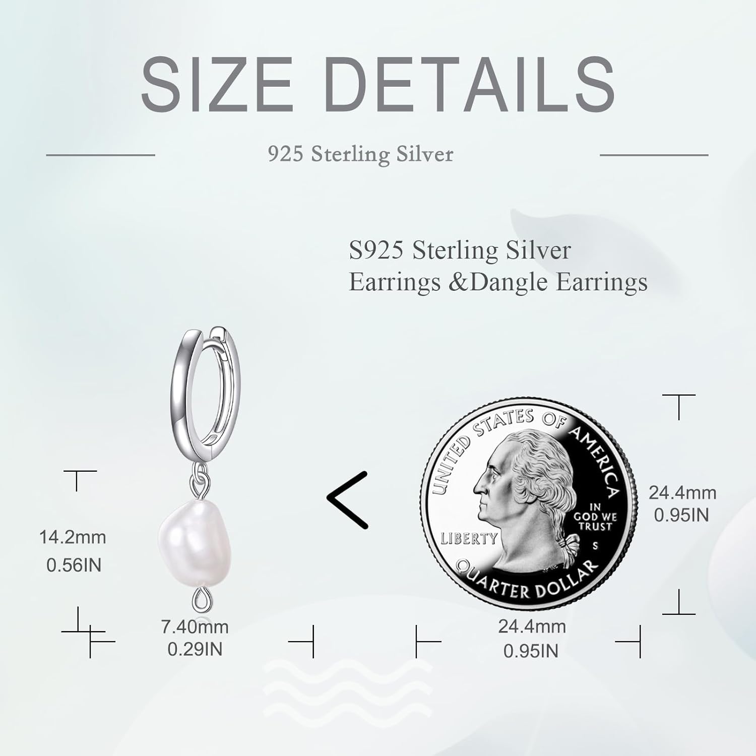 Baroque Pearl Earrings for Women 925 Sterling Silver Pearl Hoops Earrings Pearl Birthday Gifts - Image 6