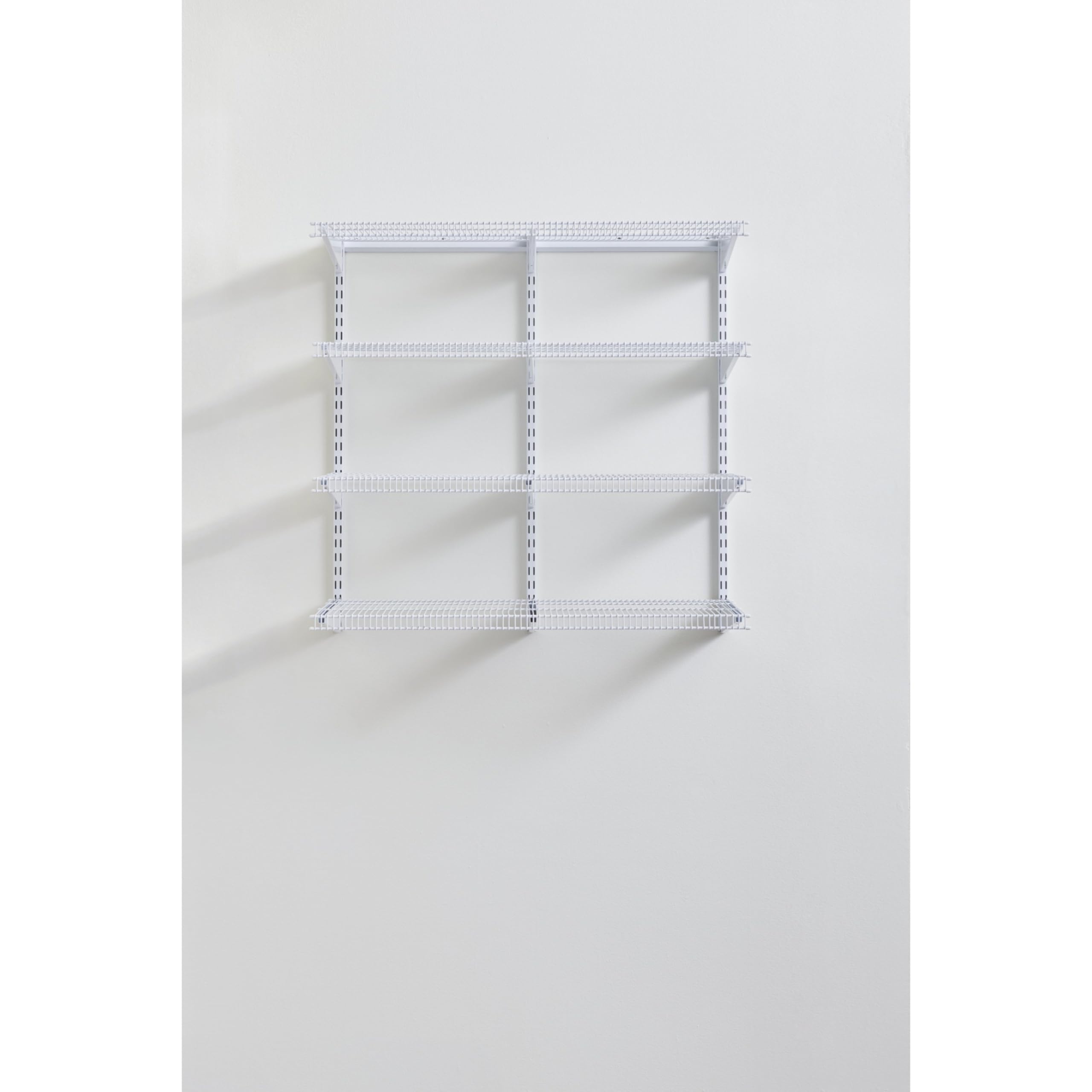 Rubbermaid Pantry 36" Closet Storage Organization System Kit, Metal, White, 4 Shelf