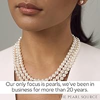 Vista 5 de The Pearl Source Collar de perlas cultivadas de agua dulce blancas de triple hebra para mujer de 18-19-20" de longitud matinal, Perla, Perla
