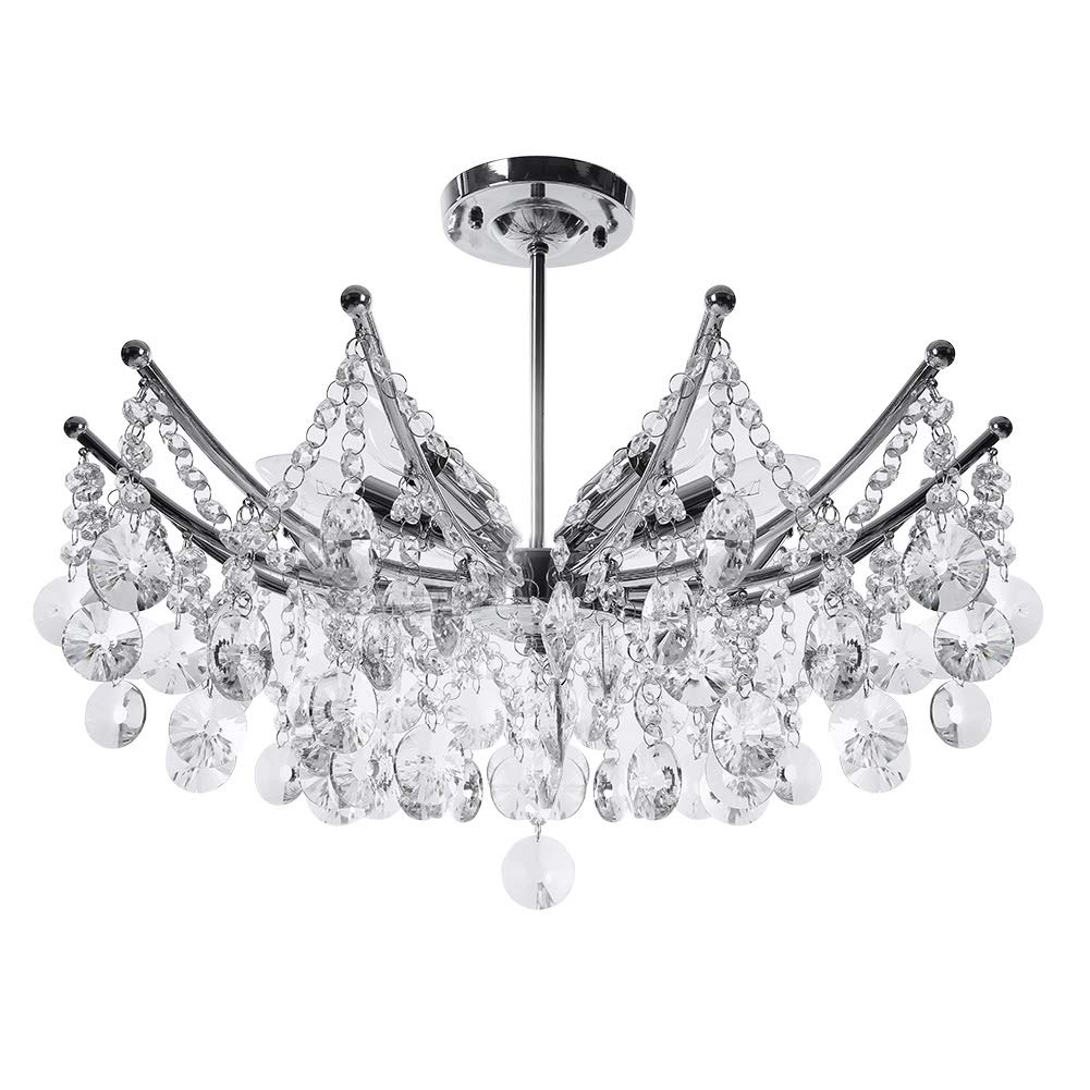 Moderna lámpara de techo de cristal de 6 brazos, lámpara colgante, accesorio de iluminación, decoración de habitación para dormitorio, sala de estar