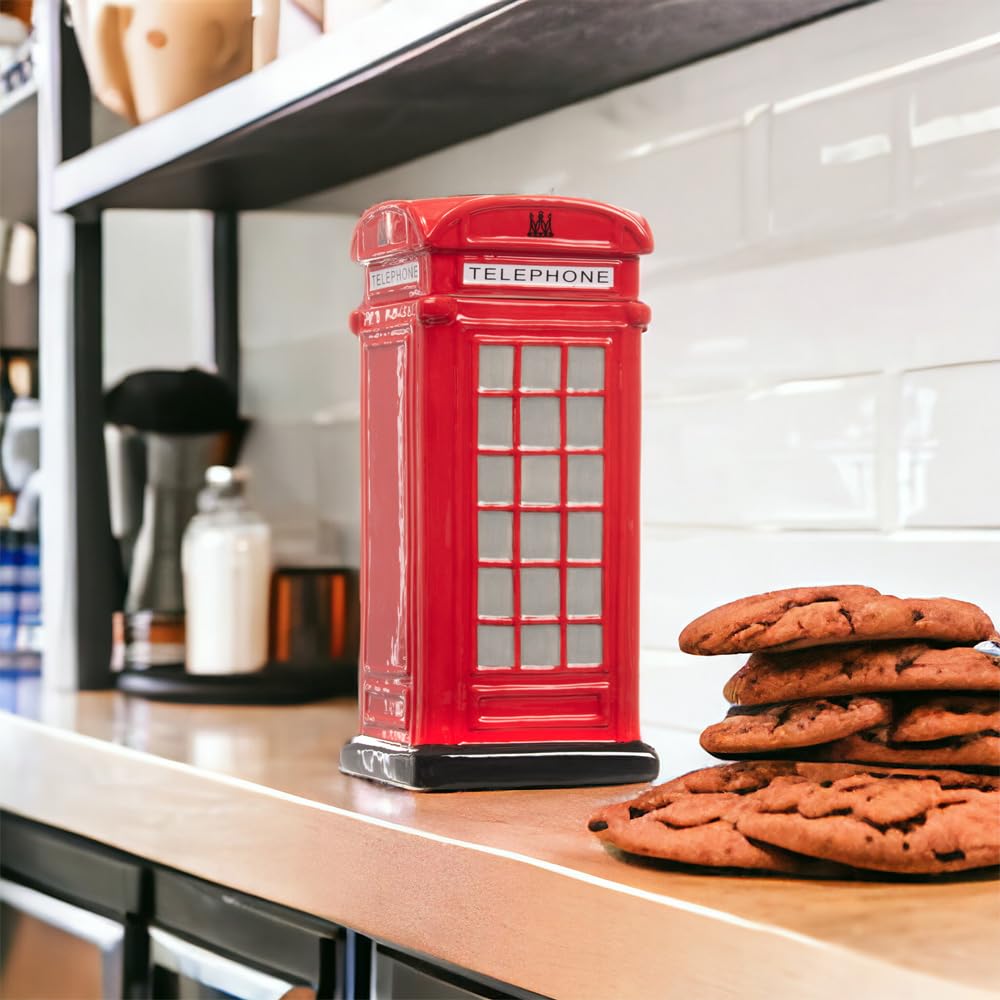 CKB LTD Recipiente para galletas estilo retro con tapa, de cerámica, color rojo, 12 x 12 x 28 cm