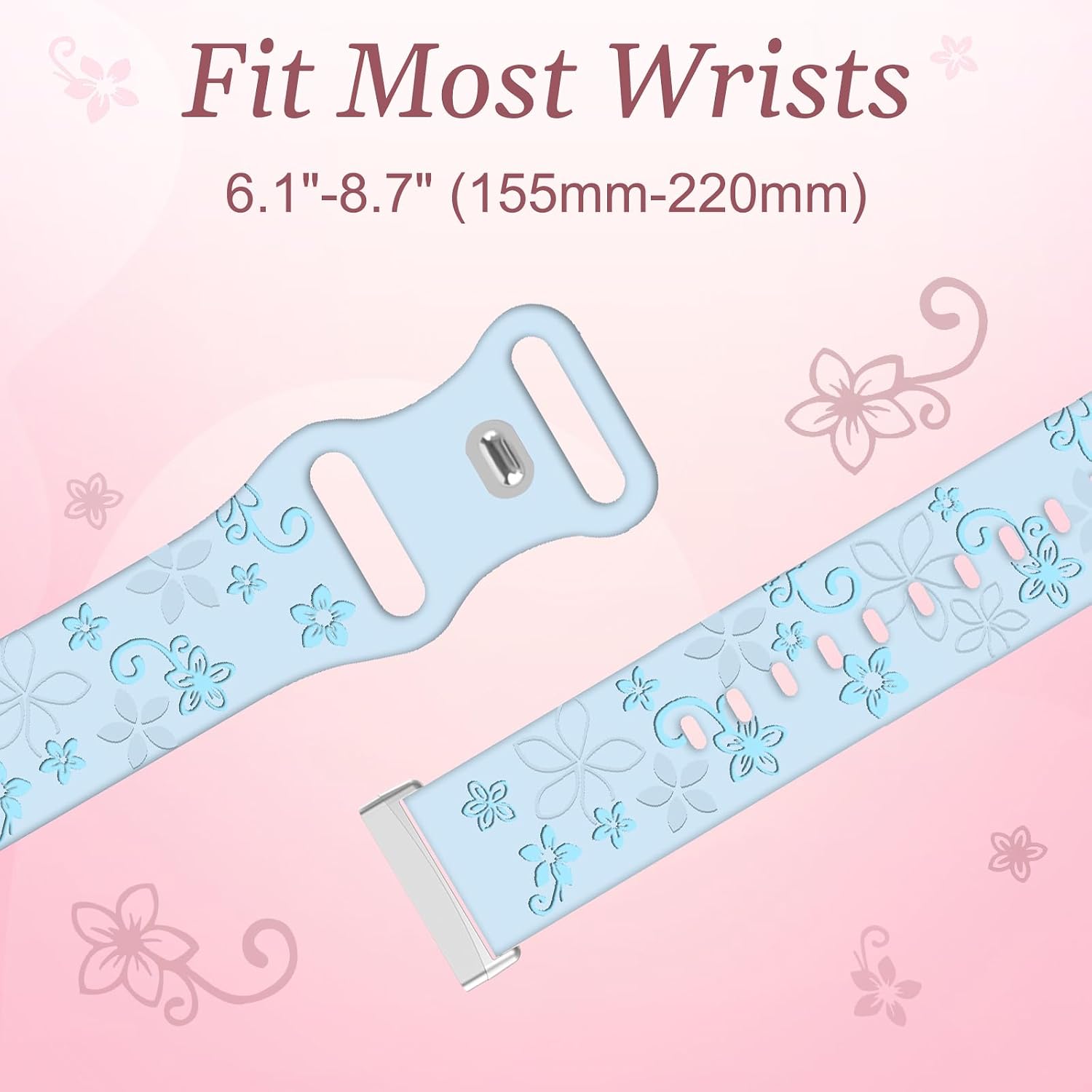 2 Pack Floral Engraved Bands for Fitbit Sense 1/2 Versa3/4 image 4