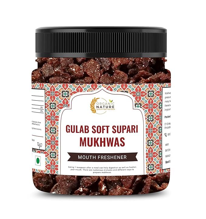 ORGANIC NATURE Soft Gulab Supari Mouth Freshener Sweet Rose Supari (Jar Pack) (100 Grams)