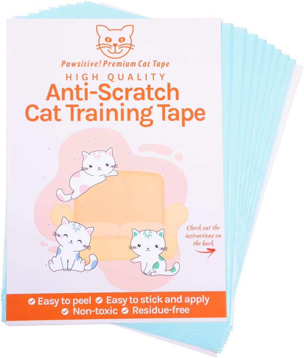 Cat Furniture Protector Training Tape - 8 Large Cat Scratch Tape Sheets with Easy Application & No Sticky Residue. Double Sided, Durable…
