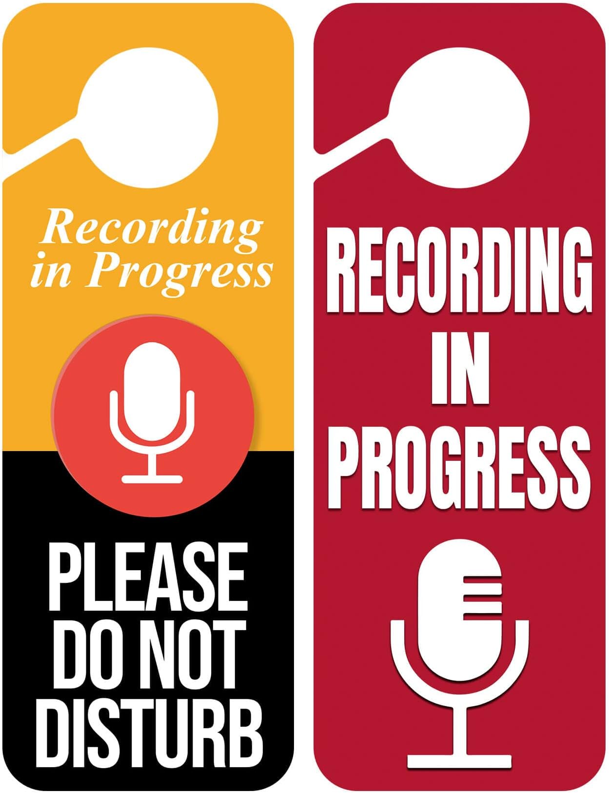CARGEN 2 x Do Not Disturb Door Hanger Sign,Recording in Progress Do Not Disturb Door Hanger Sign,Recording in Progress Microphone Door Knob Hanger Sign for Offices Clinics (9.5 X 3.5 Inch)