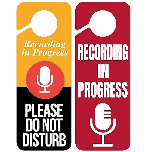 2 x Do Not Disturb Door Hanger Sign,Recording in Progress Double Sided Do Not Disturb Door Hanger Sign,Recording in Progress Microphone for Offices Clinics Home Therapists Dorm Online Class Meeting