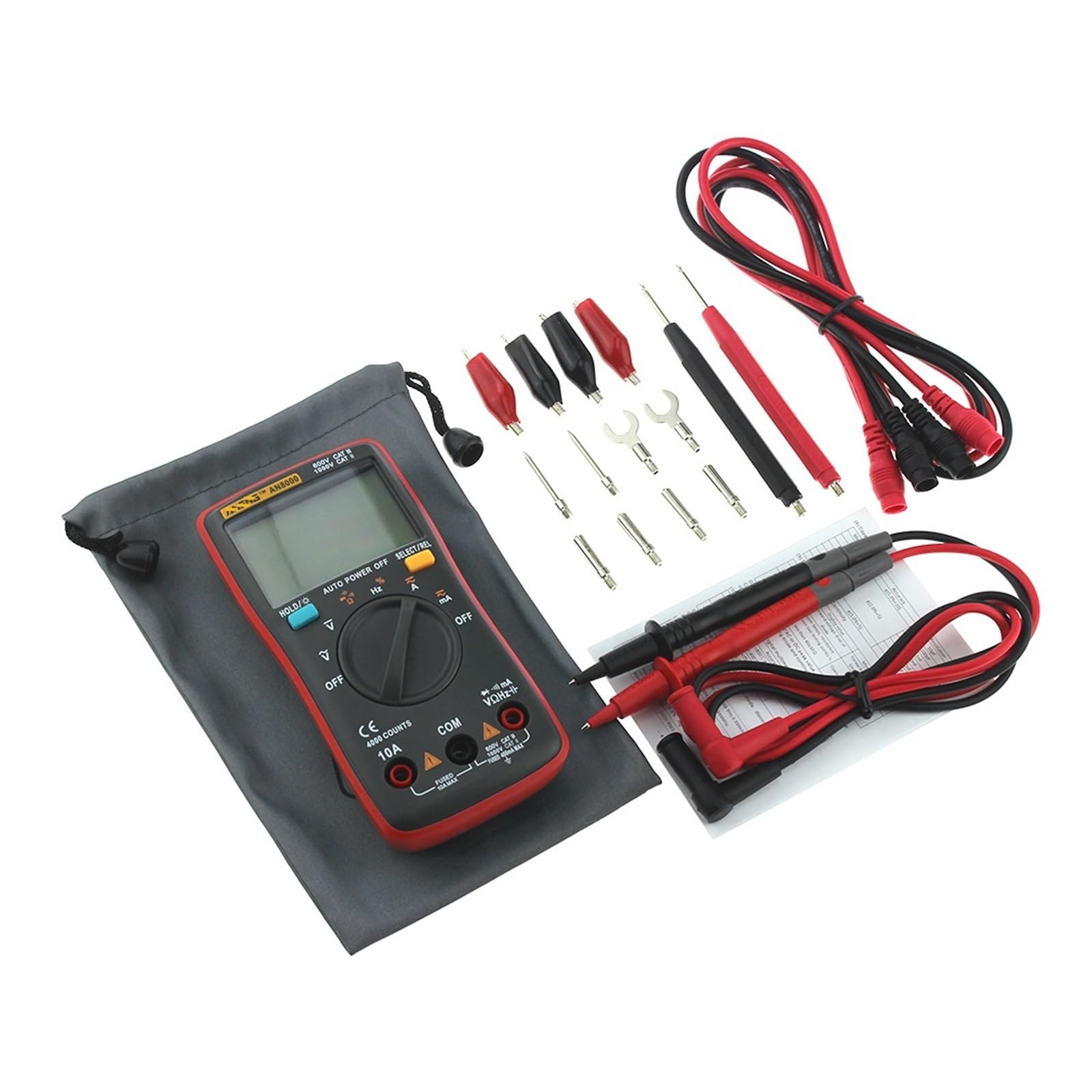 GERRIT multimetro Digitale Multimetro Digitale 4000 conteggi Tester condensatore Professionale misuratore esrs richmeters misuratore di induttanza Tester Digitale (Color : AN8000 Red PRO)
