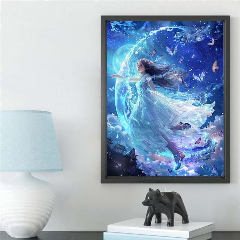 希少　天然水晶石　『天使と悪魔の少女』　ダイヤモンドアート　160×90cm 希少 天然水晶石 『天使と悪魔の少女』 ダイヤモンドアート 160×90cm