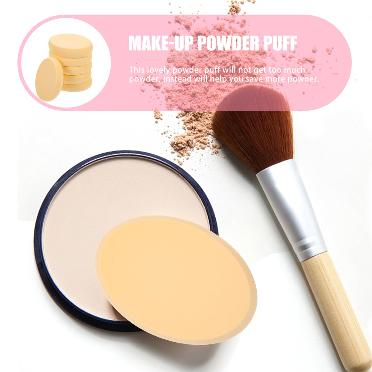 Oval Foundation Sponge 6-Pack Dual-Use Powder Puff Lightweight Soft Makeup Sponge for Smooth Even Application Fits All Face Curves