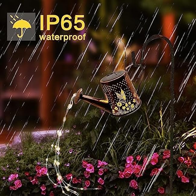 Solar Watering Can Outdoor Lights Garden Decor,Hummingbird Hanging Lantern Waterproof Landscape Lights Outside Decoration for Yard Porch Patio Pathway Gardening Gifts(with 32 inch Shepherd Hook)