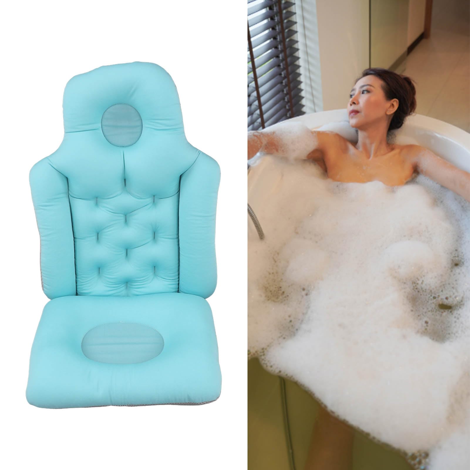 Cojín para Bañera, Suave, Elástico, de Secado Rápido, Extraíble, Lavable, Almohada de Baño para SPA para Baño para Adultos (Azul)